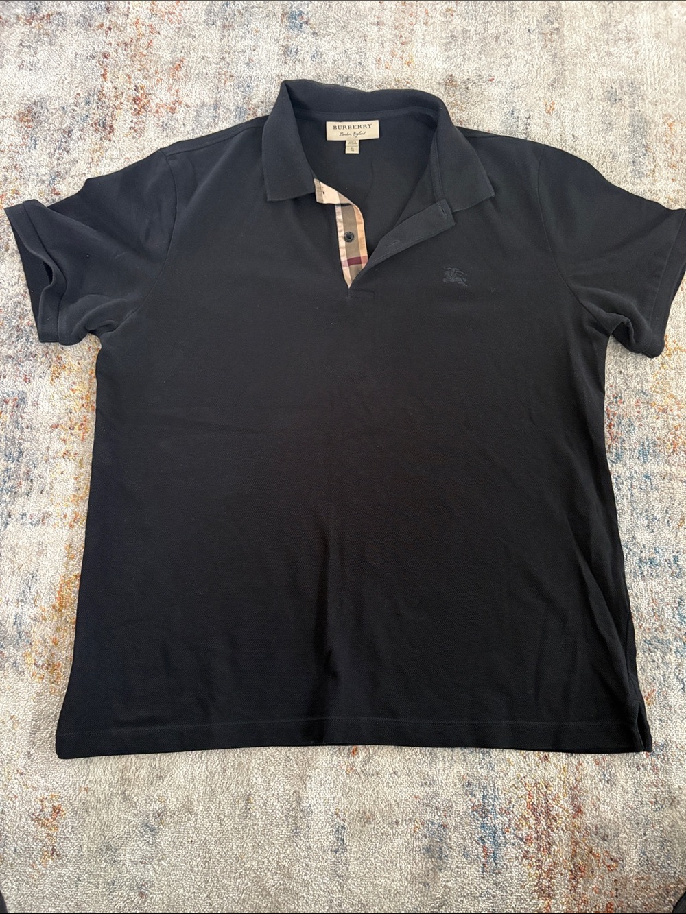 Burberry Black Men's Polo with Signature Check Placket